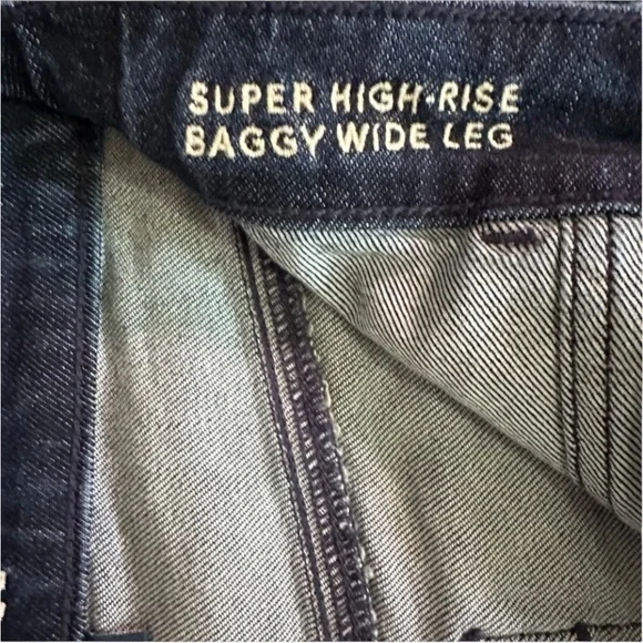 American Eagle Outfitters size 6 blue wash Super high -Rise Baggy wide leg - Picture 8 of 12